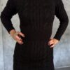 Czarna midi sukienka dzianinowa w warkocze RUE PARIS onesize - obrazek 10