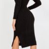 Czarna midi sukienka dzianinowa w warkocze RUE PARIS onesize