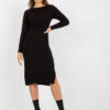 Czarna midi sukienka dzianinowa w warkocze RUE PARIS onesize - obrazek 5
