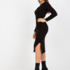 Czarna midi sukienka dzianinowa w warkocze RUE PARIS onesize - obrazek 6