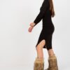 Czarna midi sukienka dzianinowa w warkocze RUE PARIS onesize - obrazek 8