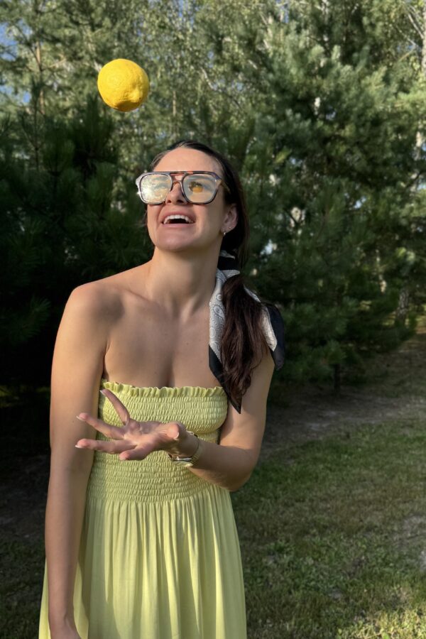 Melissa - 2w1 sukienka spódnica z wiskozy rayon masełkowo- limonkowa