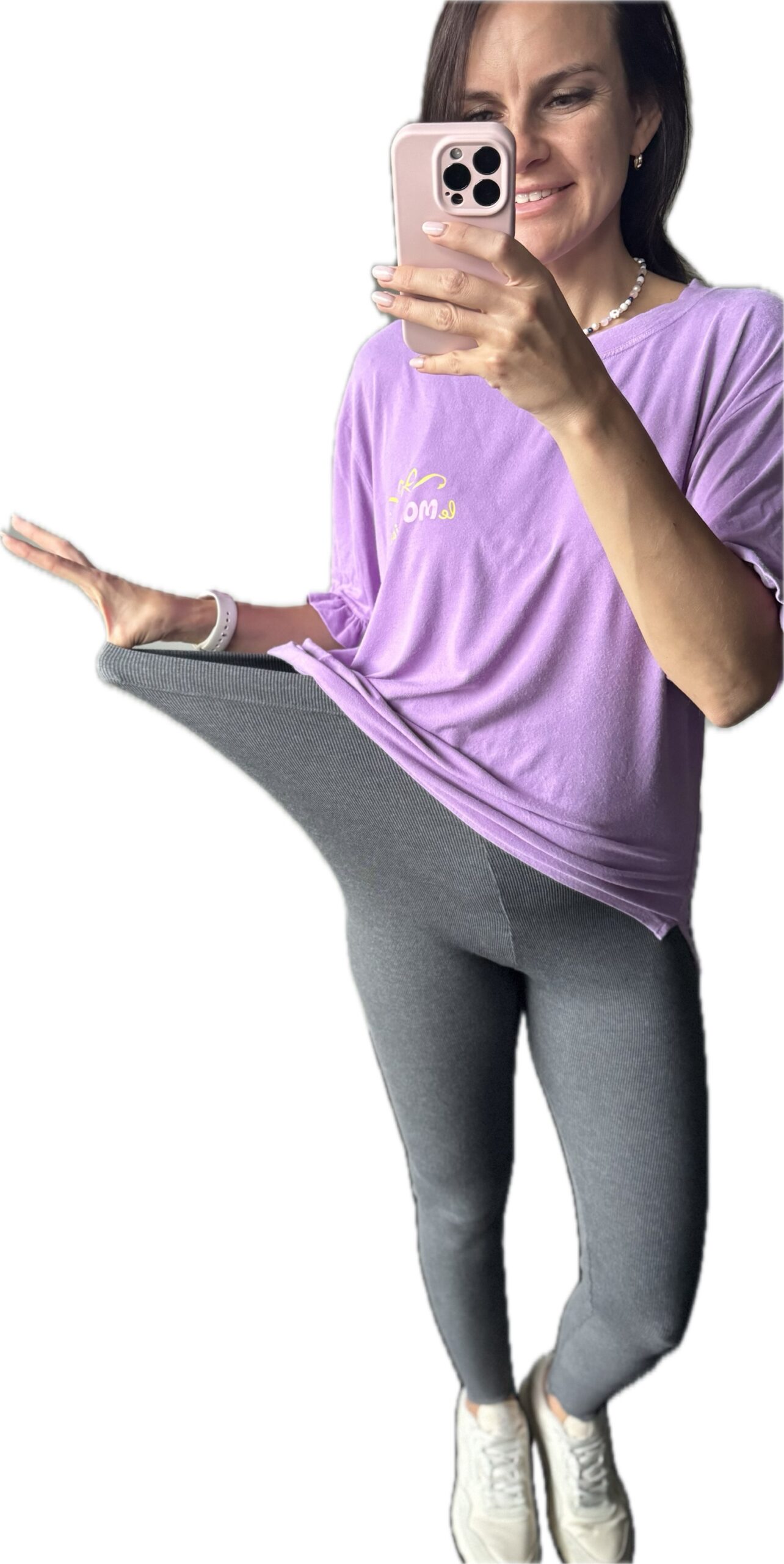 PETITE Legginsy Comfy Mama z falbanką - wiskoza